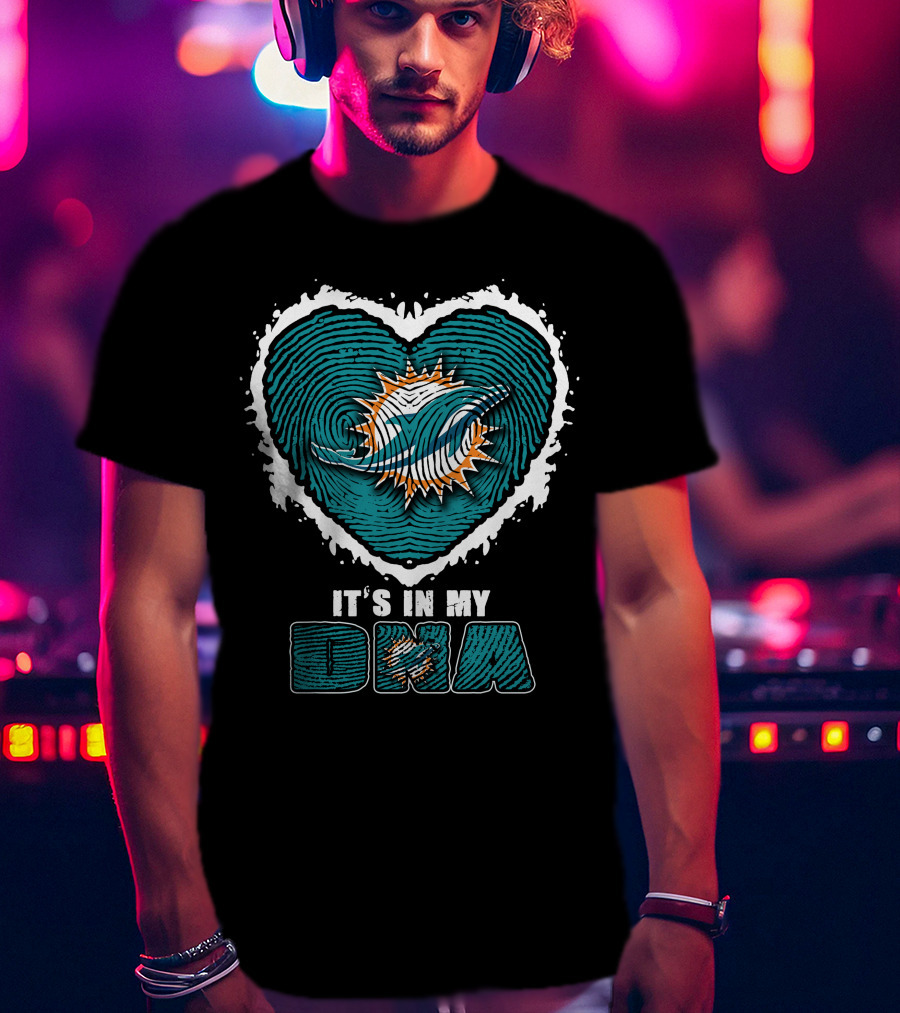 It's In My Dna Miami Dolphins Heart Fingerprint T-Shirt