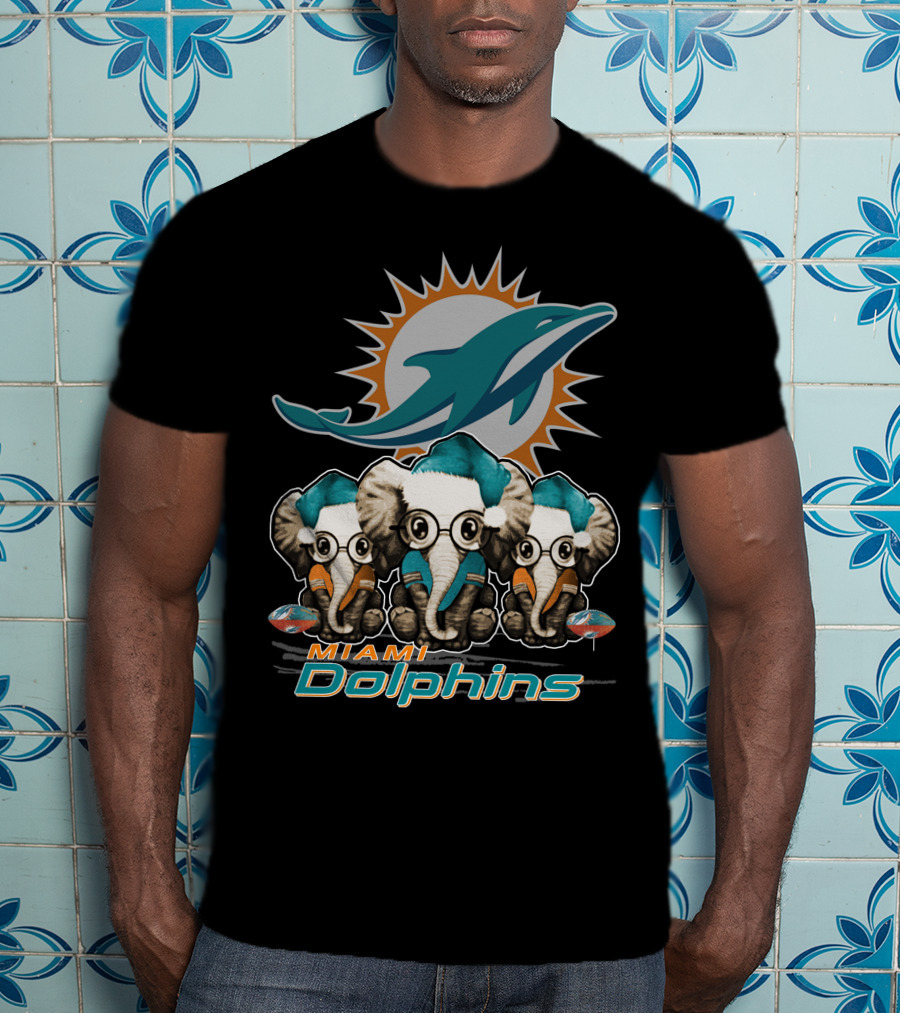 Miami Dolphins Xmas Elephants T-Shirt