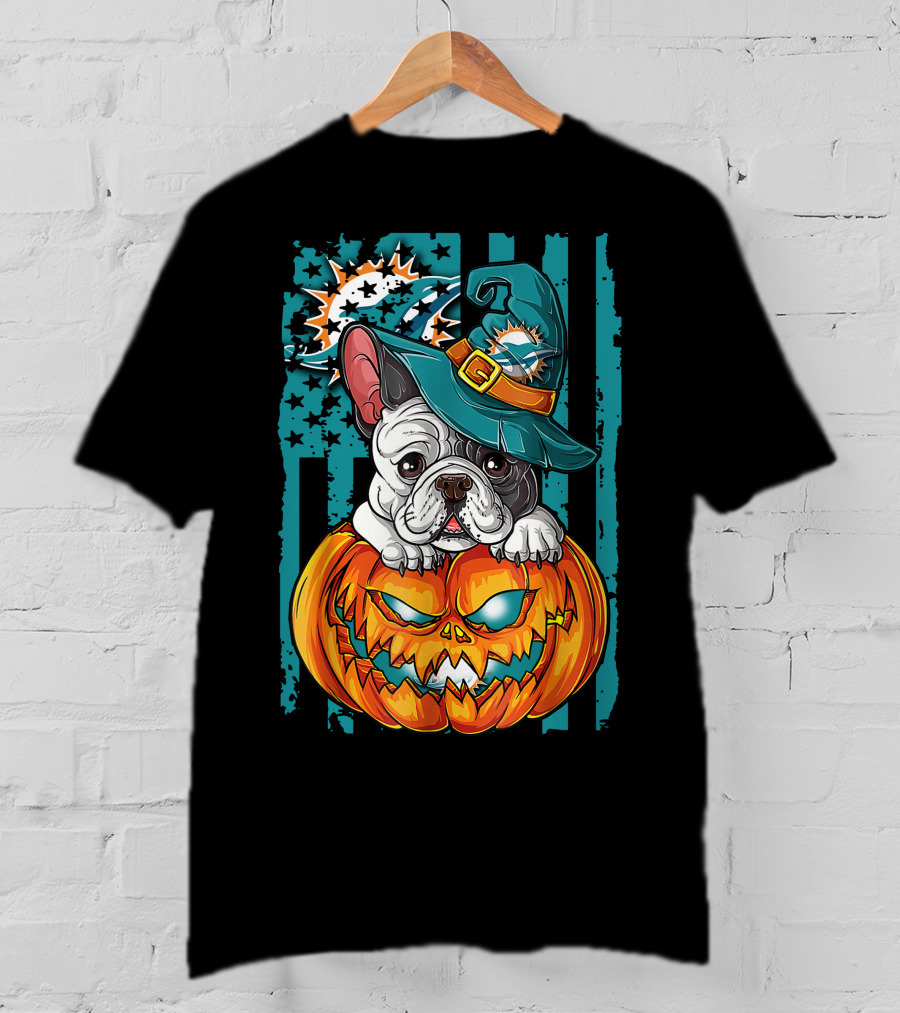 Hlw Bulldog Miami Dolphins Halloween Pumpkin T-Shirt