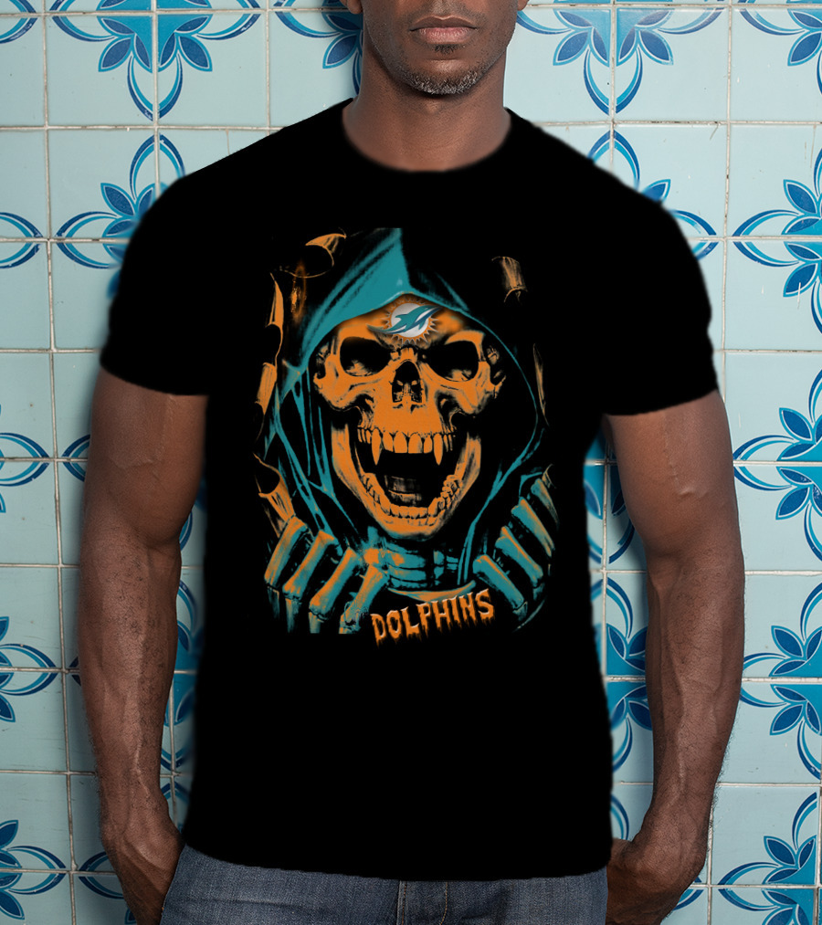 Miami Dolphins Skull Reaper Hoodie T-Shirt