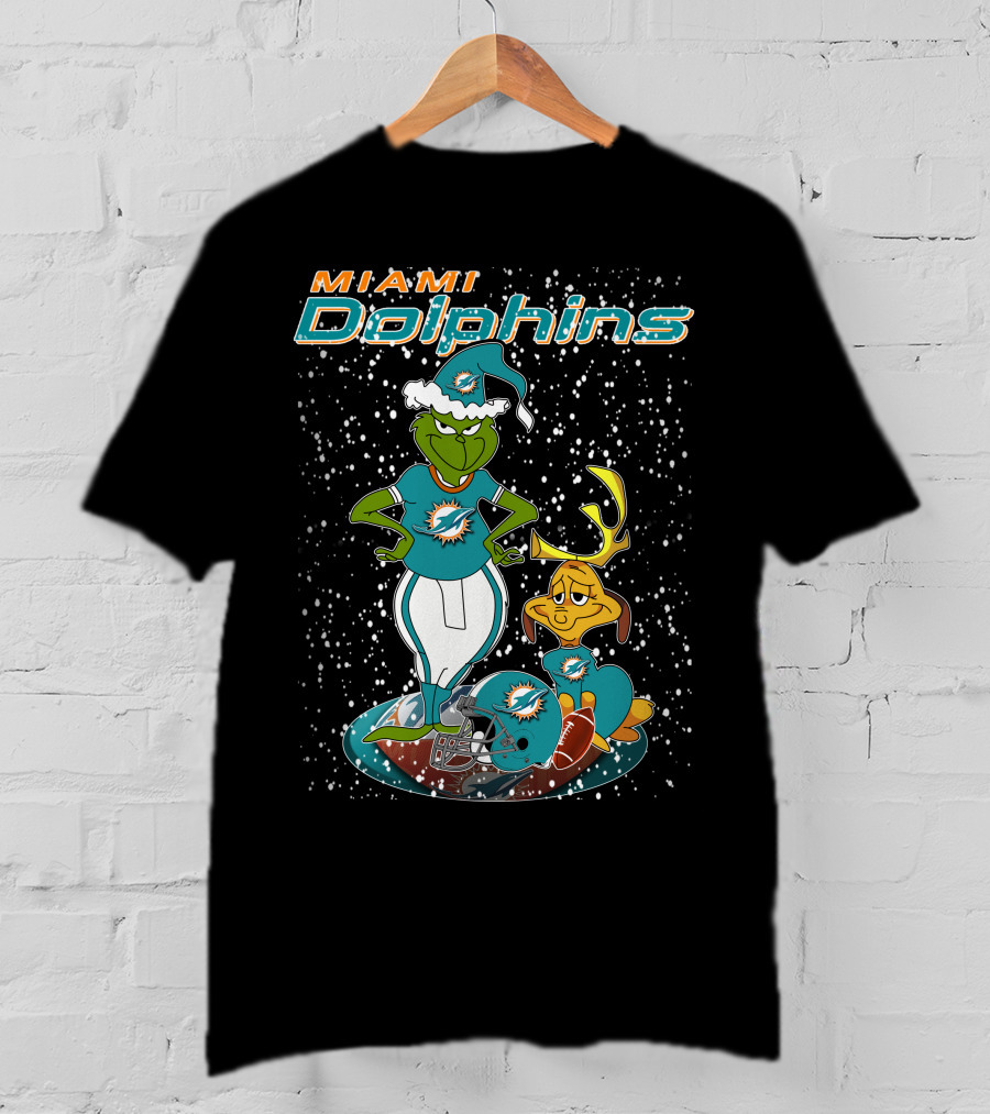 Grinchxmas Miami Dolphins Holiday Team Spirit T-Shirt