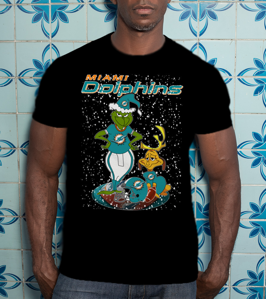 Grinchxmas Miami Dolphins Holiday Team Spirit T-Shirt