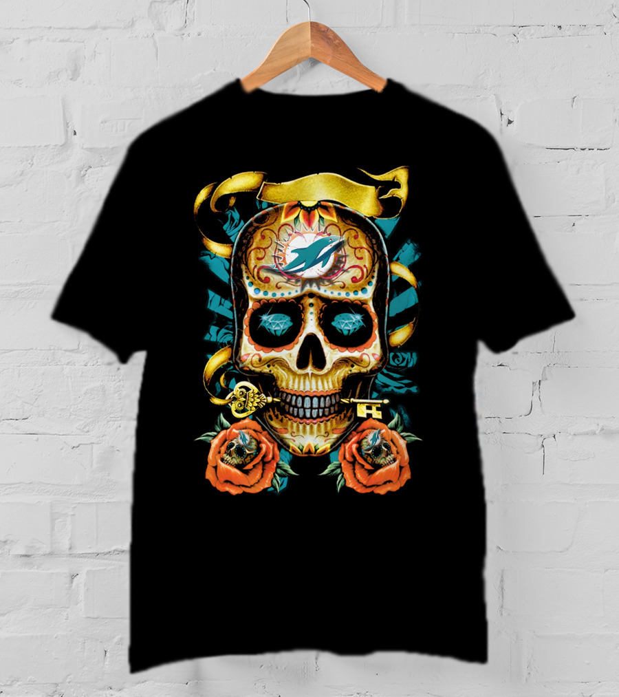 Miami Dolphins Sugar Skull T-Shirt