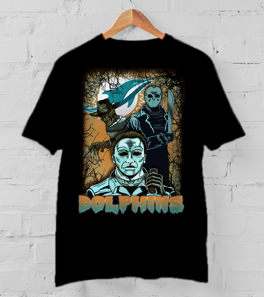 Miami Dolphins Horror Crossover Poster T-Shirt