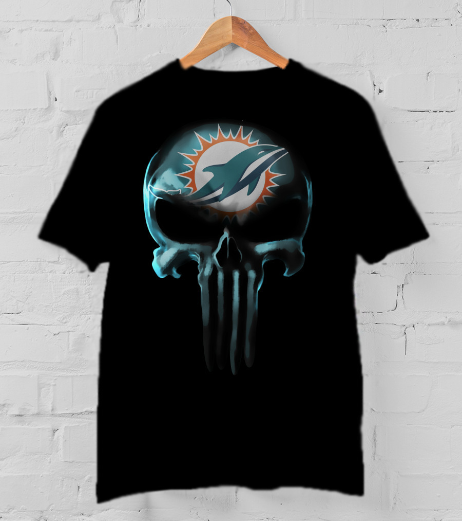 Miami Dolphins 30 Skull T-Shirt