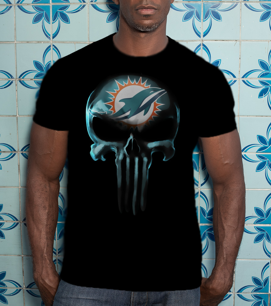 Miami Dolphins 30 Skull T-Shirt