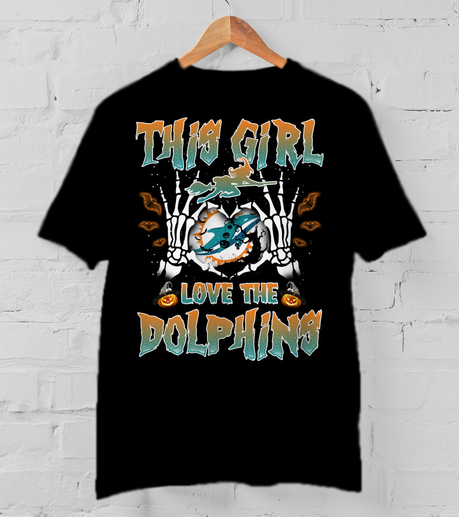 This Girl Love The Miami Dolphins Halloween Theme T-Shirt