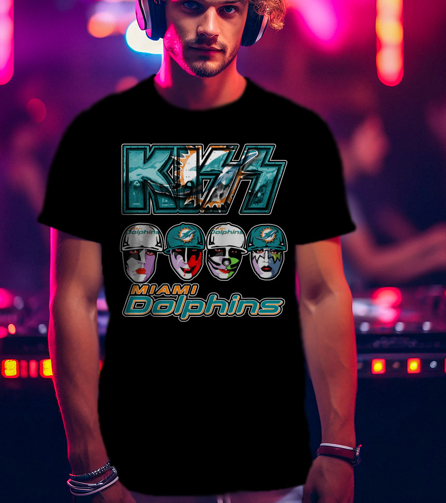 KISS Dolphins Faces Miami Football Fans T-Shirt