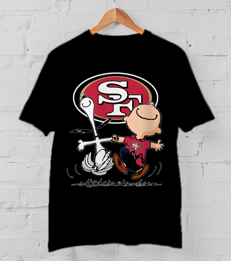 Snoopy And Charlie Brown Dancing With San Francisco 49ers SF T-Shirt