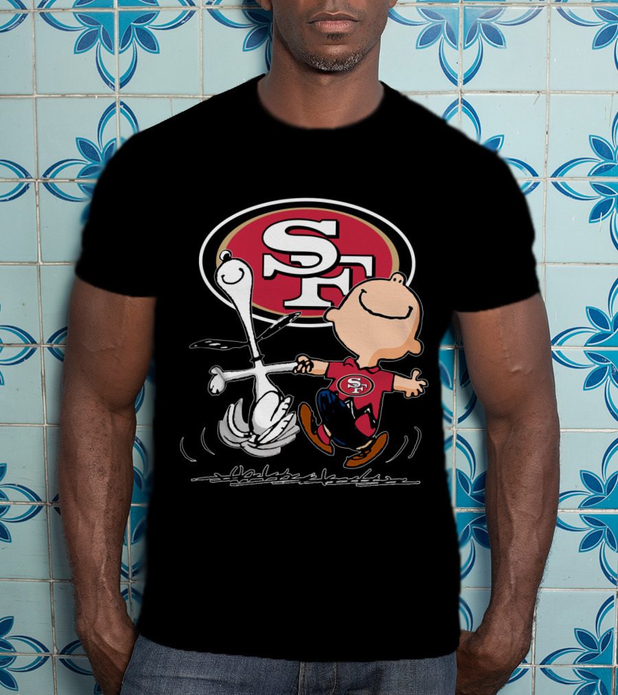 Snoopy And Charlie Brown Dancing With San Francisco 49ers SF T-Shirt