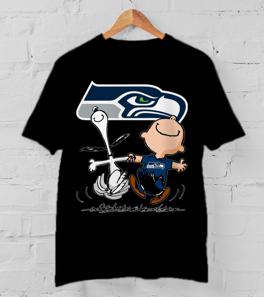 Snoopy Dance Seattle Seahawks Logo Charlie Brown T-Shirt