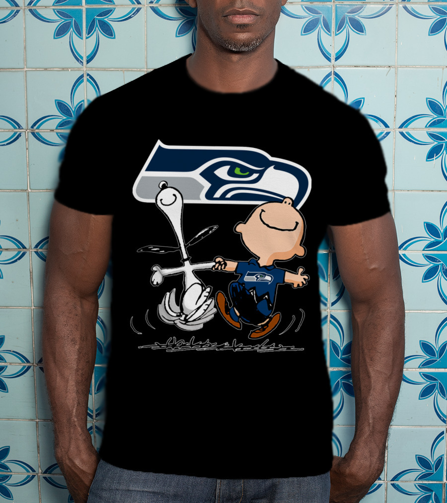 Snoopy Dance Seattle Seahawks Logo Charlie Brown T-Shirt