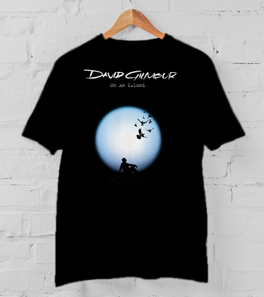David Gilmour On An Island Silhouette And Birds Moon Scene T-Shirt