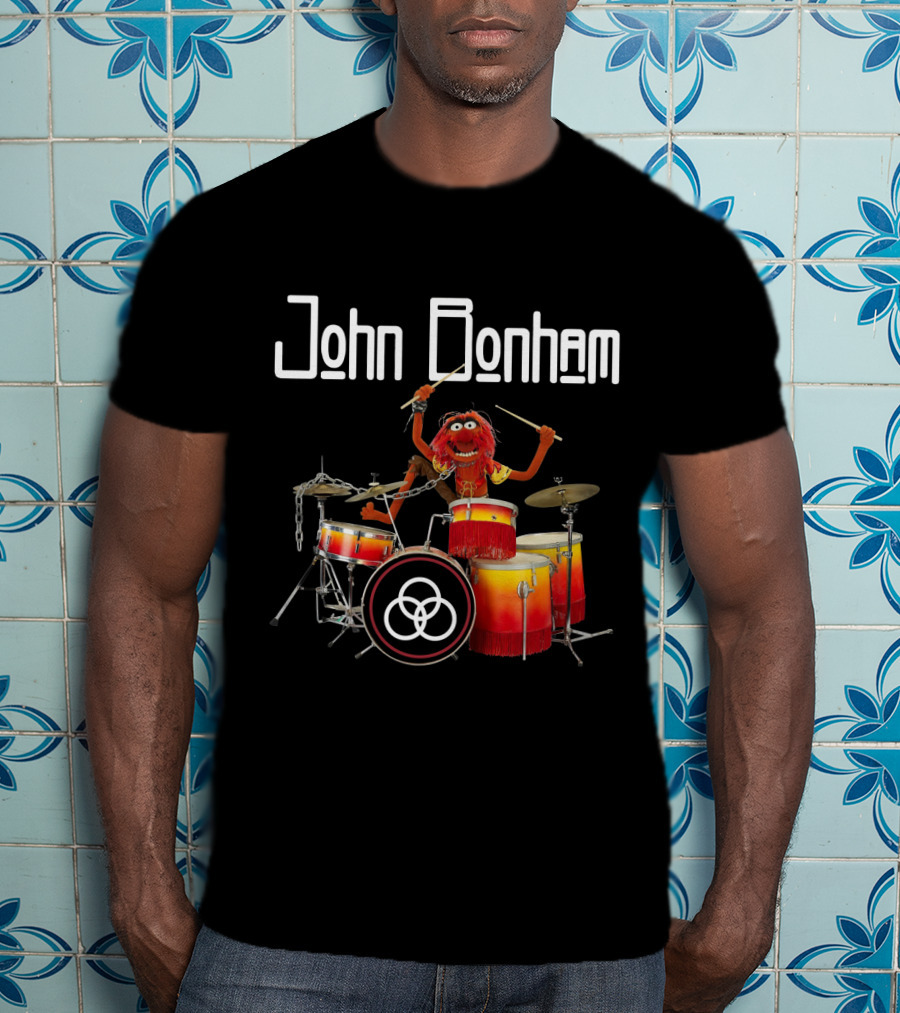 John Bonham Drums Animal Muppets Iconic Performance Image T-Shirt