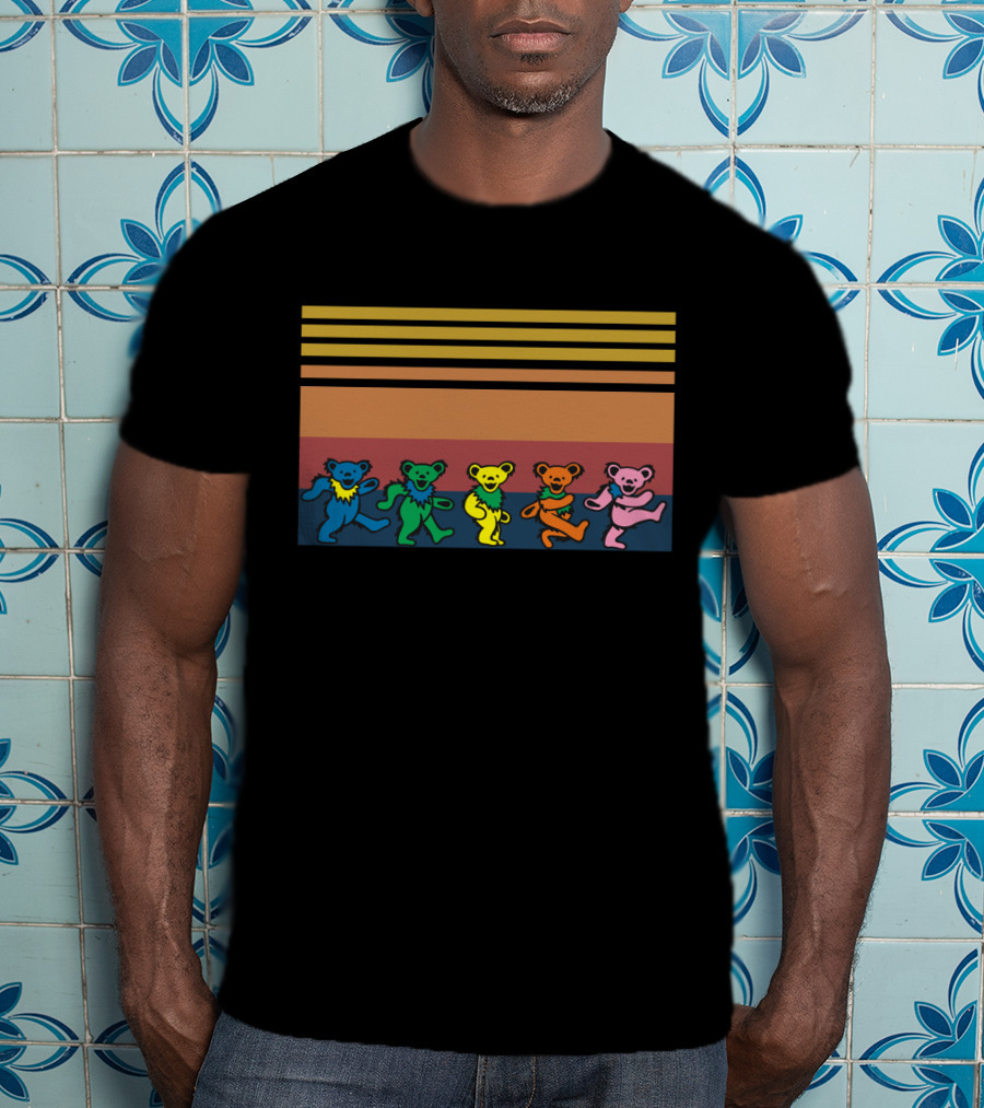 Grateful Dead Dancing Bears Colorful Stripes T-Shirt