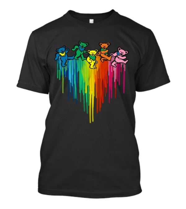 Grateful Dead Dancing Bear Rainbow Drip T-Shirt