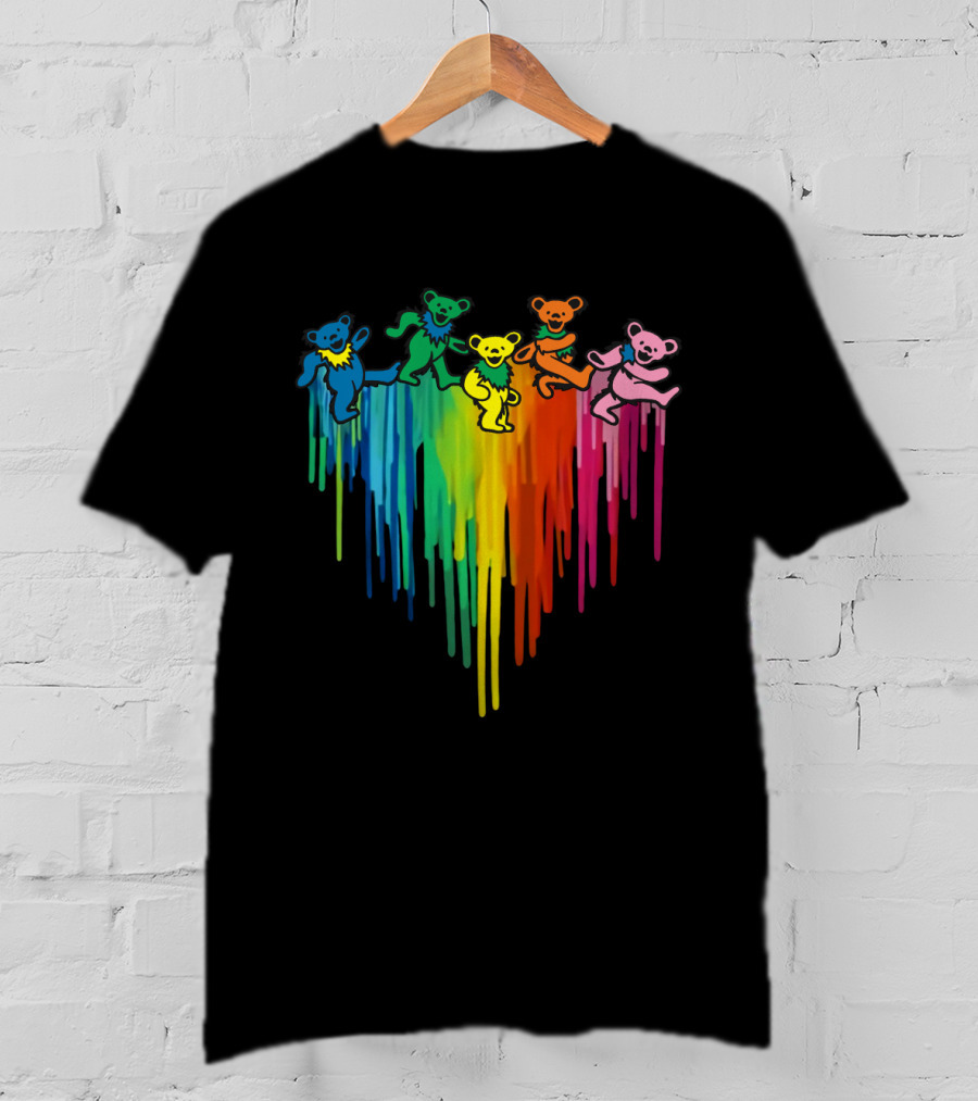 Grateful Dead Dancing Bear Rainbow Drip T-Shirt