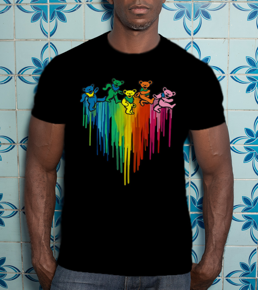 Grateful Dead Dancing Bear Rainbow Drip T-Shirt