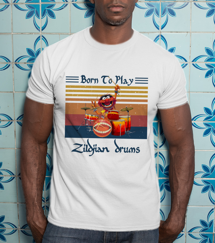 Born To Play Zildjian Drums Muppets Animal Vintage T-Shirt