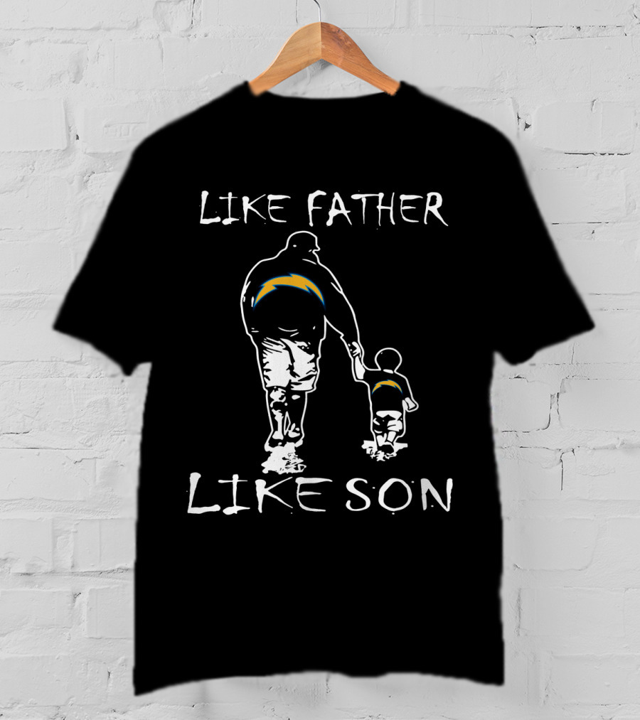 Like Father Like Son Los Angeles Chargers Logo Walking Together T-Shirt