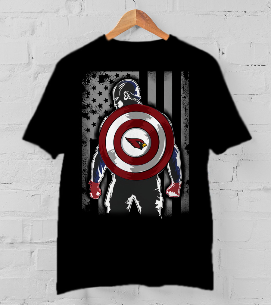 Arizona Cardinals NFL Captain America Shield American Flag T-Shirt