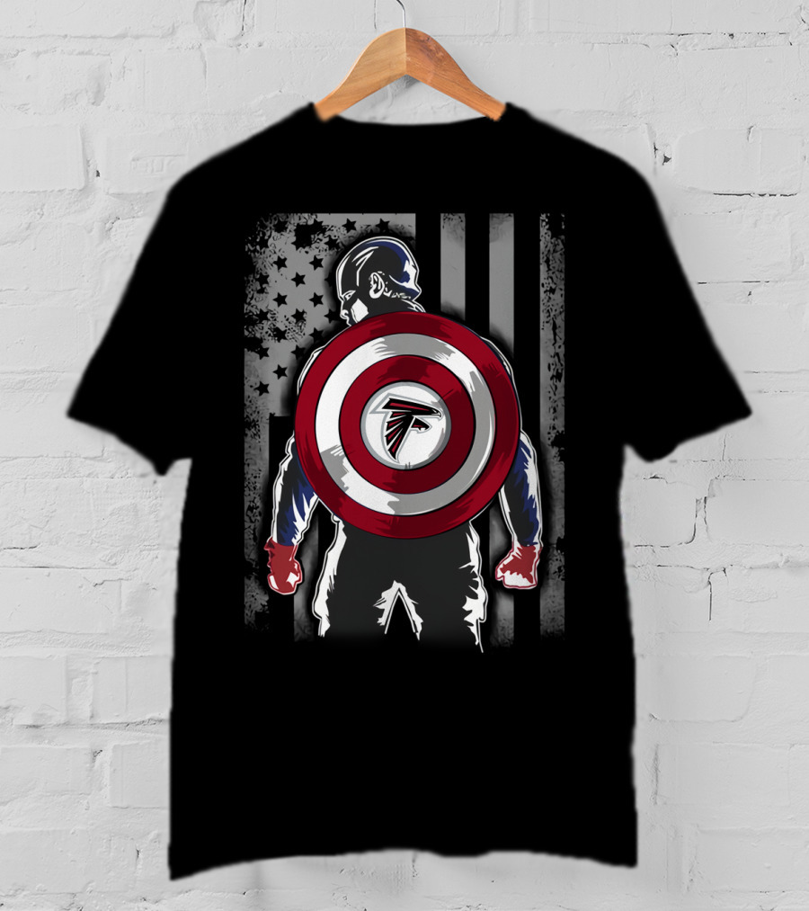 Atlanta Falcons Captain America Shield American Flag T-Shirt