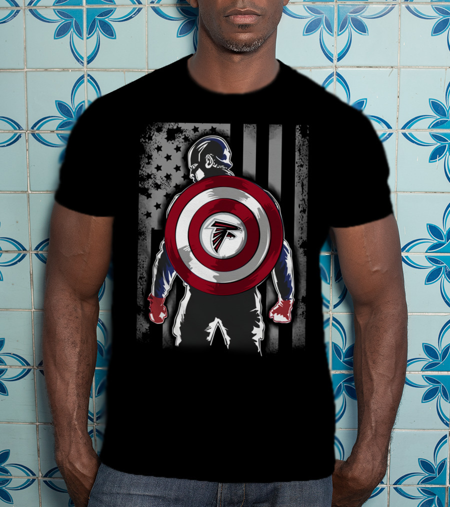 Atlanta Falcons Captain America Shield American Flag T-Shirt