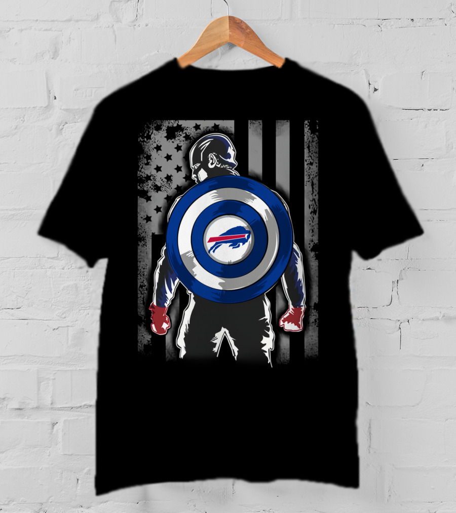 Buffalo Bills Captain America Flag Shield T-Shirt