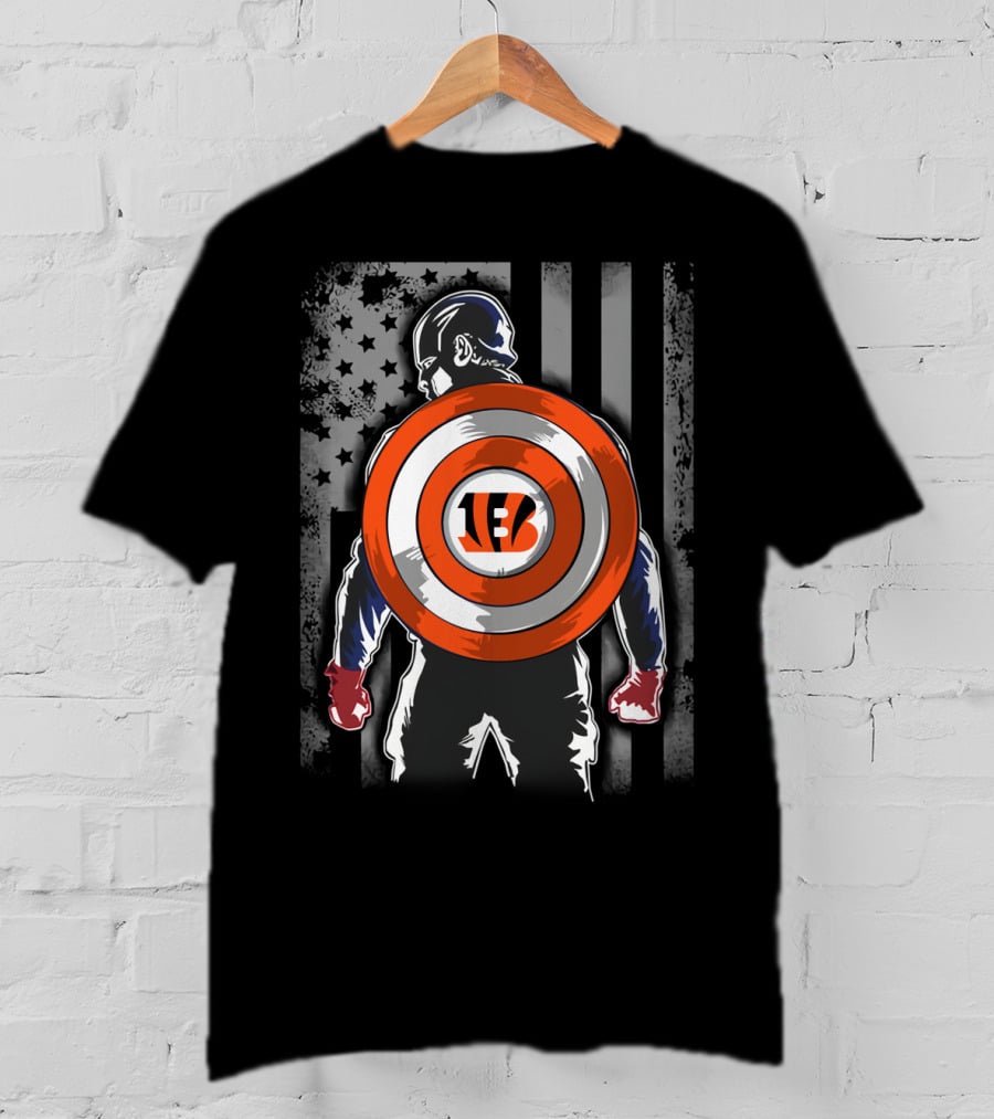Cincinnati Bengals Captain America Shield T-Shirt