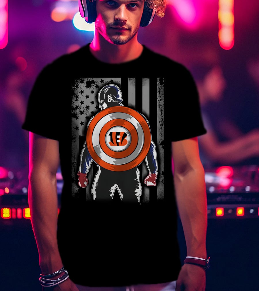 Cincinnati Bengals Captain America Shield T-Shirt