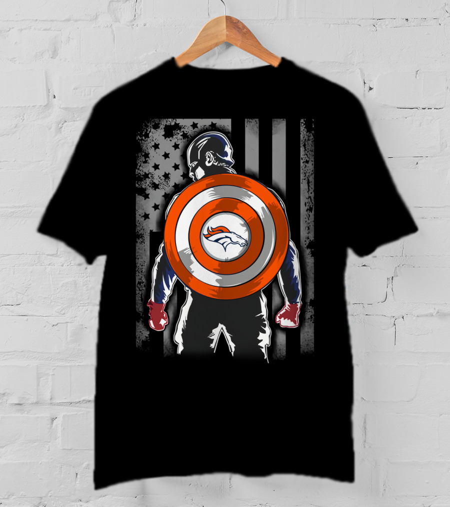 Denver Broncos Captain America Shield Flag T-Shirt