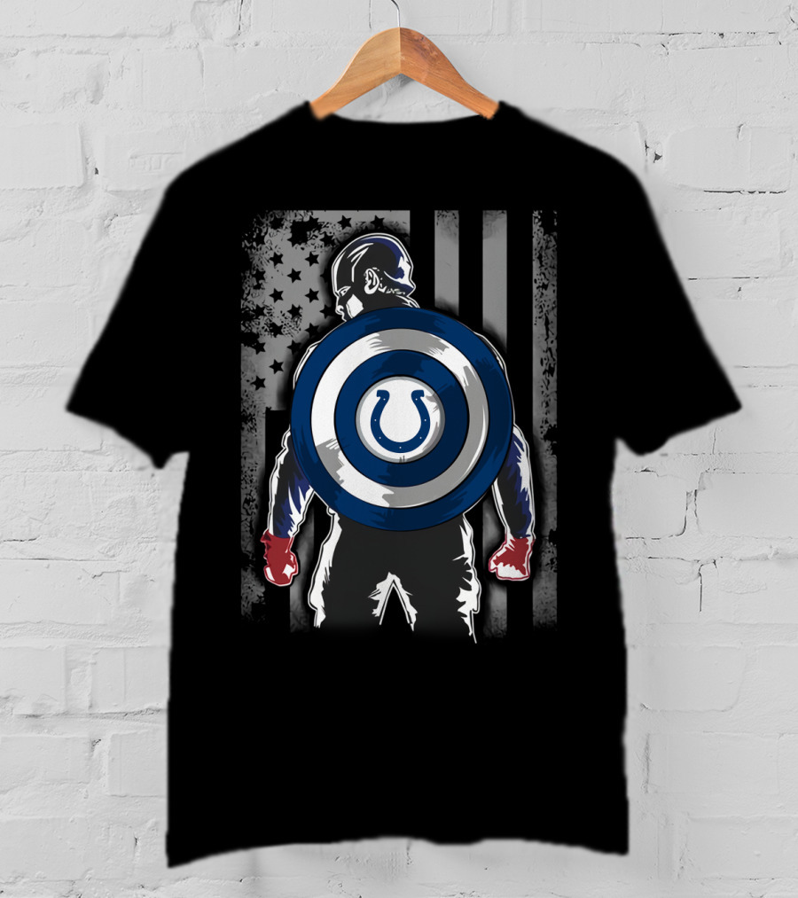 Indianapolis Colts Captain America Shield Stars And Stripes Flag T-Shirt