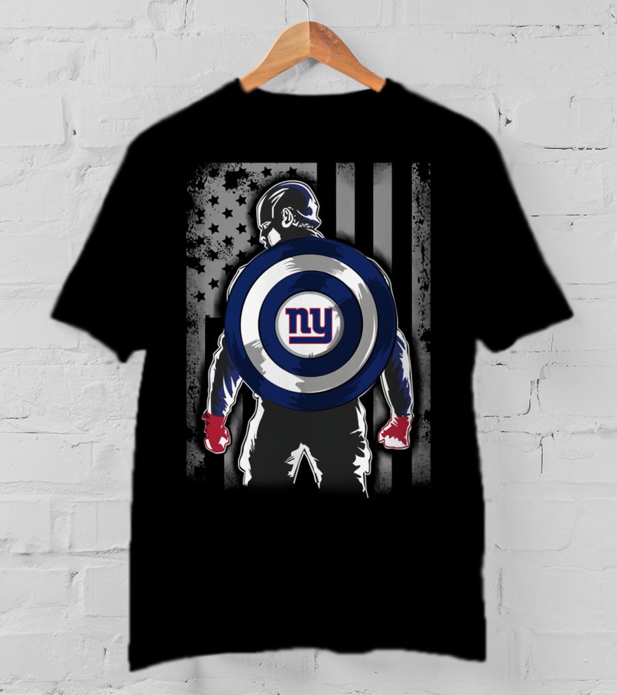 New York Giants Captain America Shield Flag T-Shirt