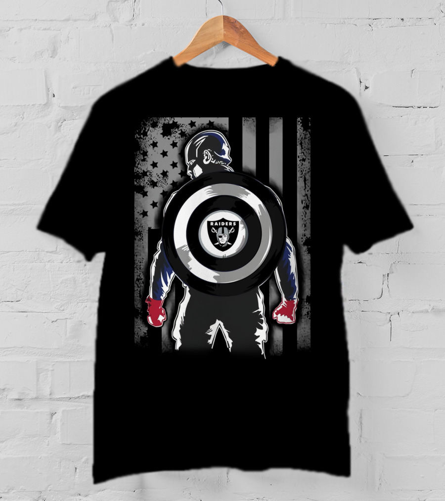 Raiders Captain America Shield American Flag T-Shirt