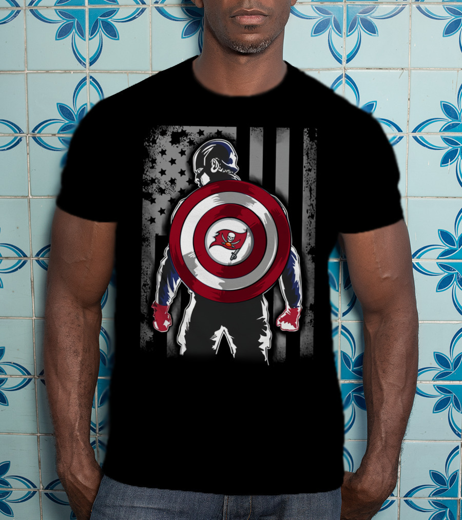 Tampa Bay Buccaneers Captain America Shield Patriotic T-Shirt