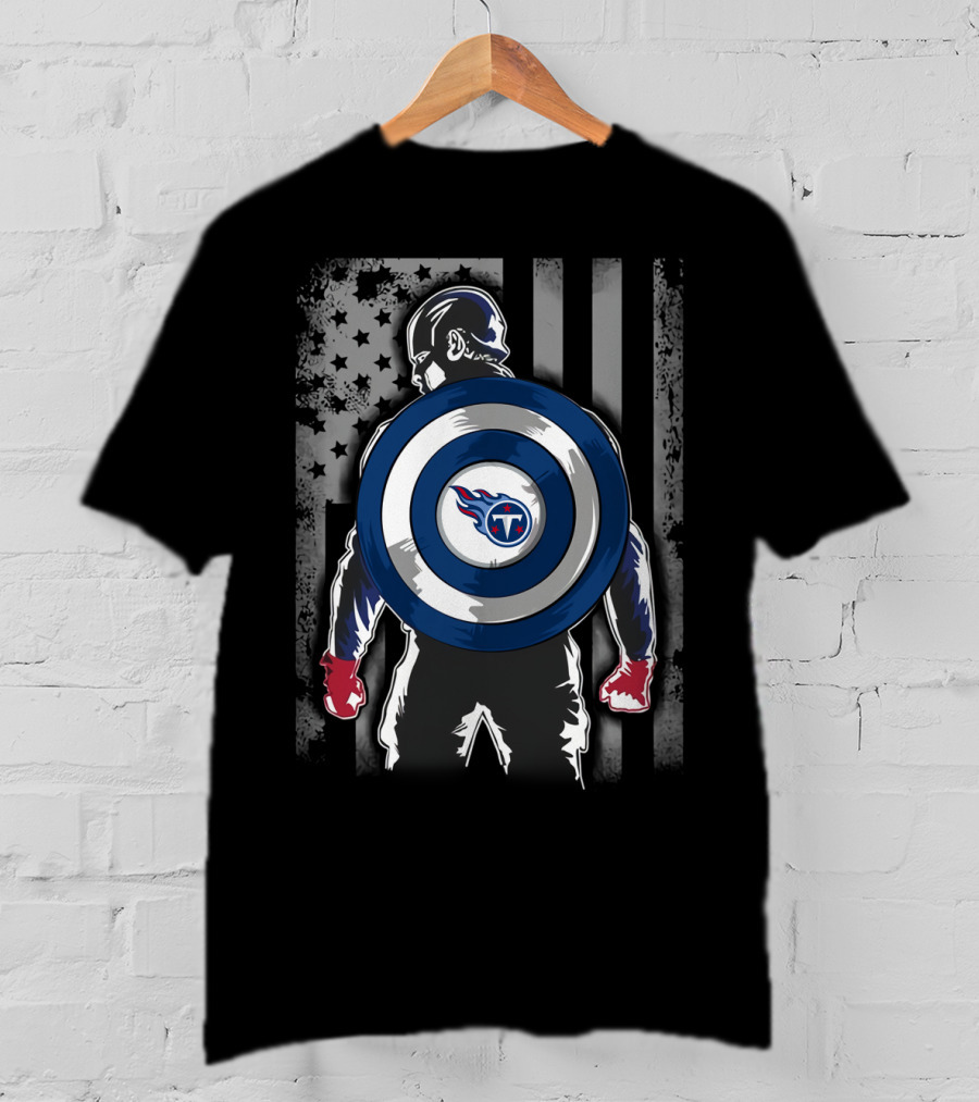 Tennessee Titans Captain America Shield American Flag T-Shirt