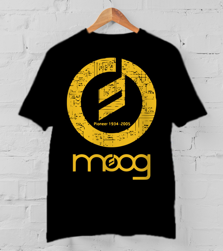 MOOG Pioneer 1934-2005 Yellow Circuitry T-Shirt