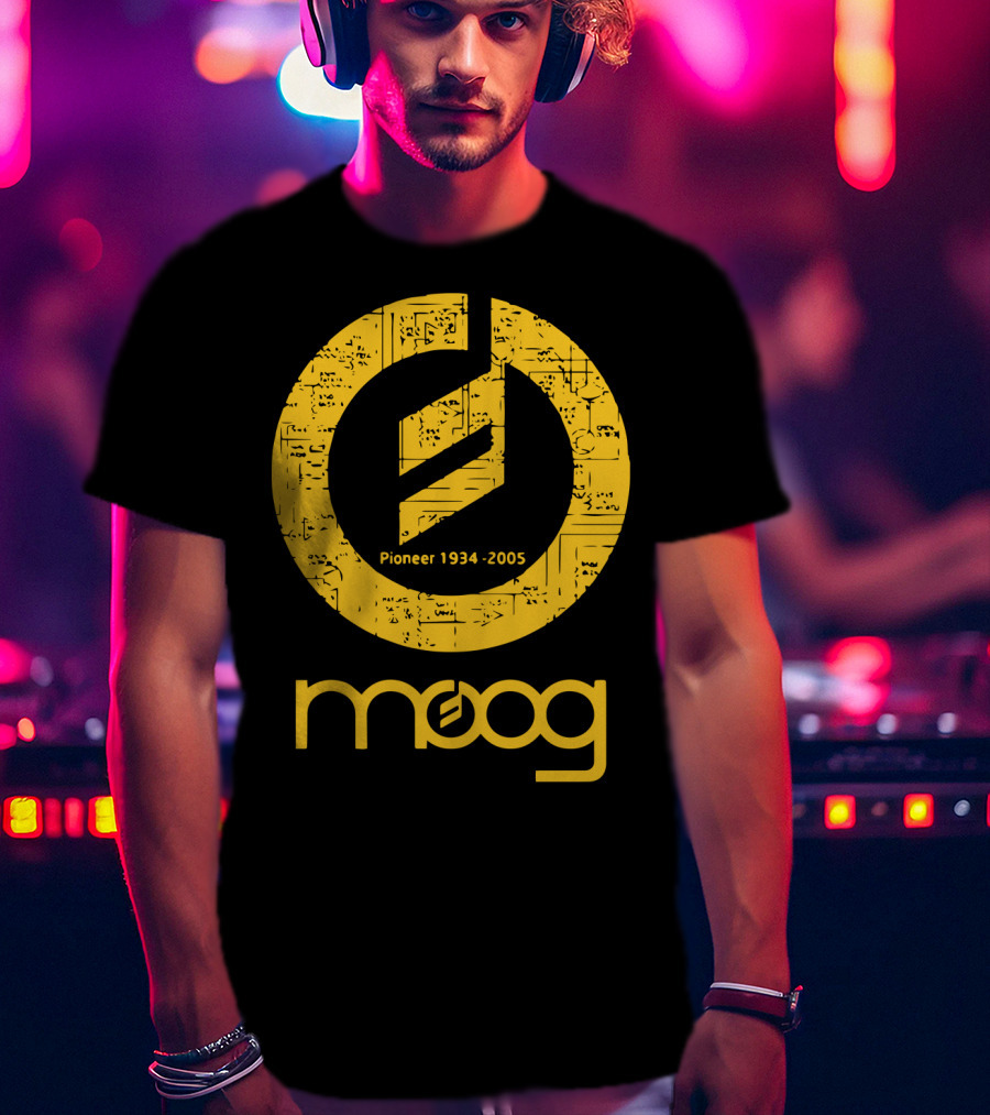 MOOG Pioneer 1934-2005 Yellow Circuitry T-Shirt