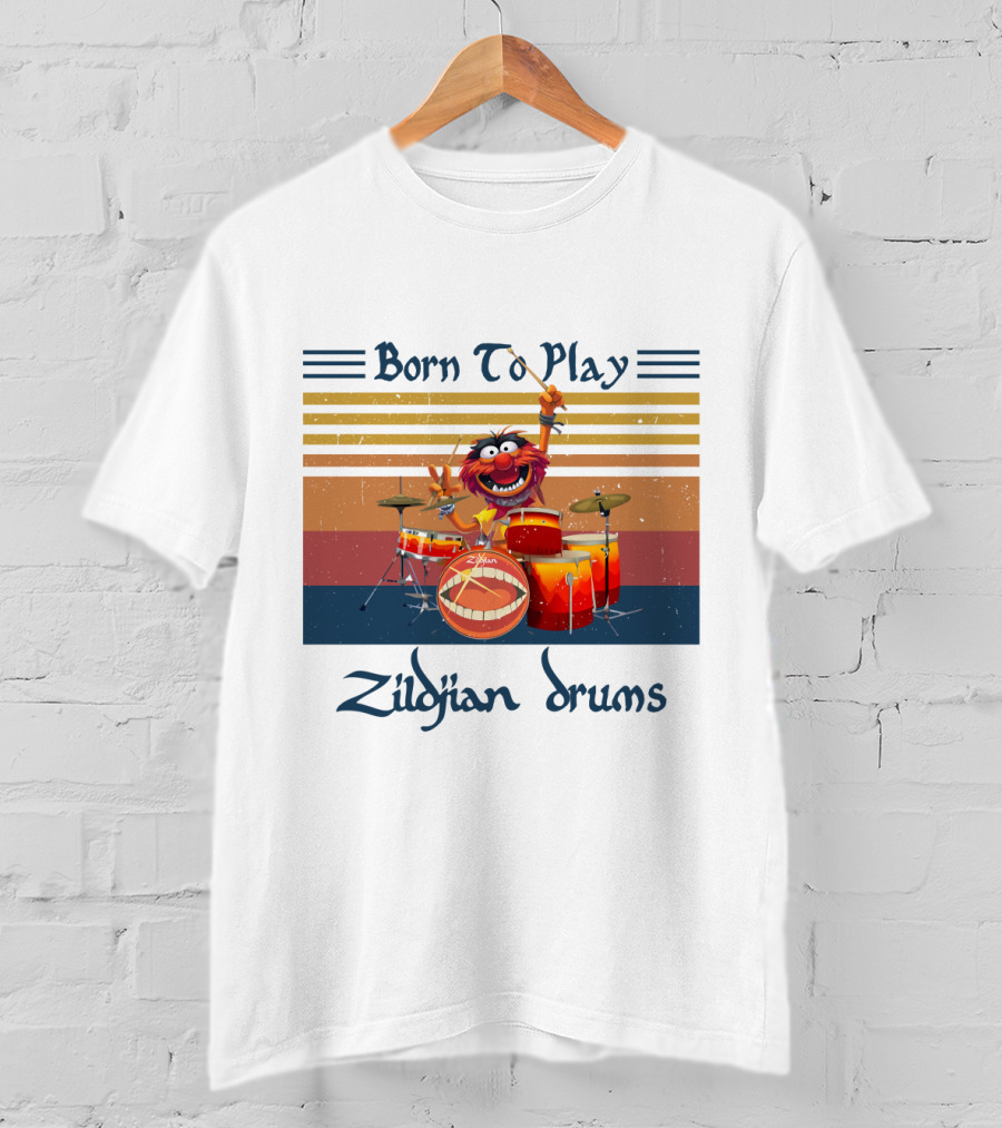 Born To Play Zildjian Drums With Animal On Drum Set T-Shirt