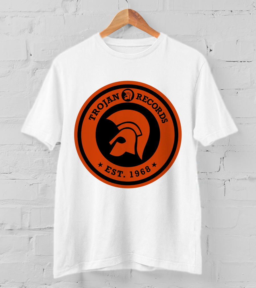TROJAN RECORDS EST. 1968 Iconic Helmet Logo Emblem T-Shirt