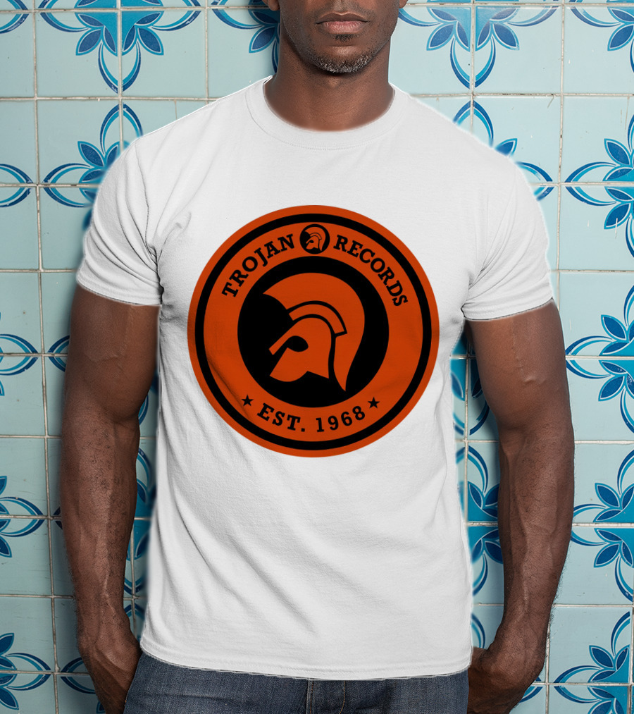 TROJAN RECORDS EST. 1968 Iconic Helmet Logo Emblem T-Shirt