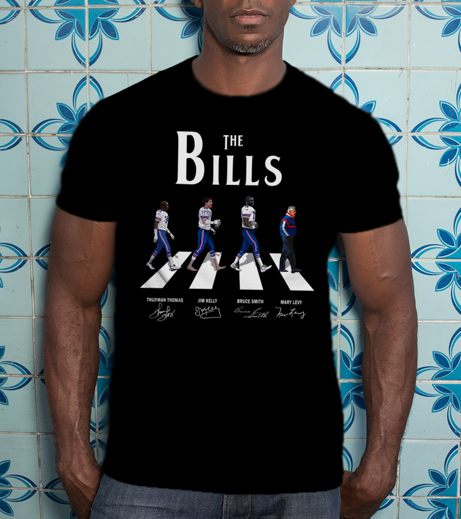 The Bills Abbey Road Thurman Thomas Jim Kelly Bruce Smith Marv Levy Signatures T-Shirt