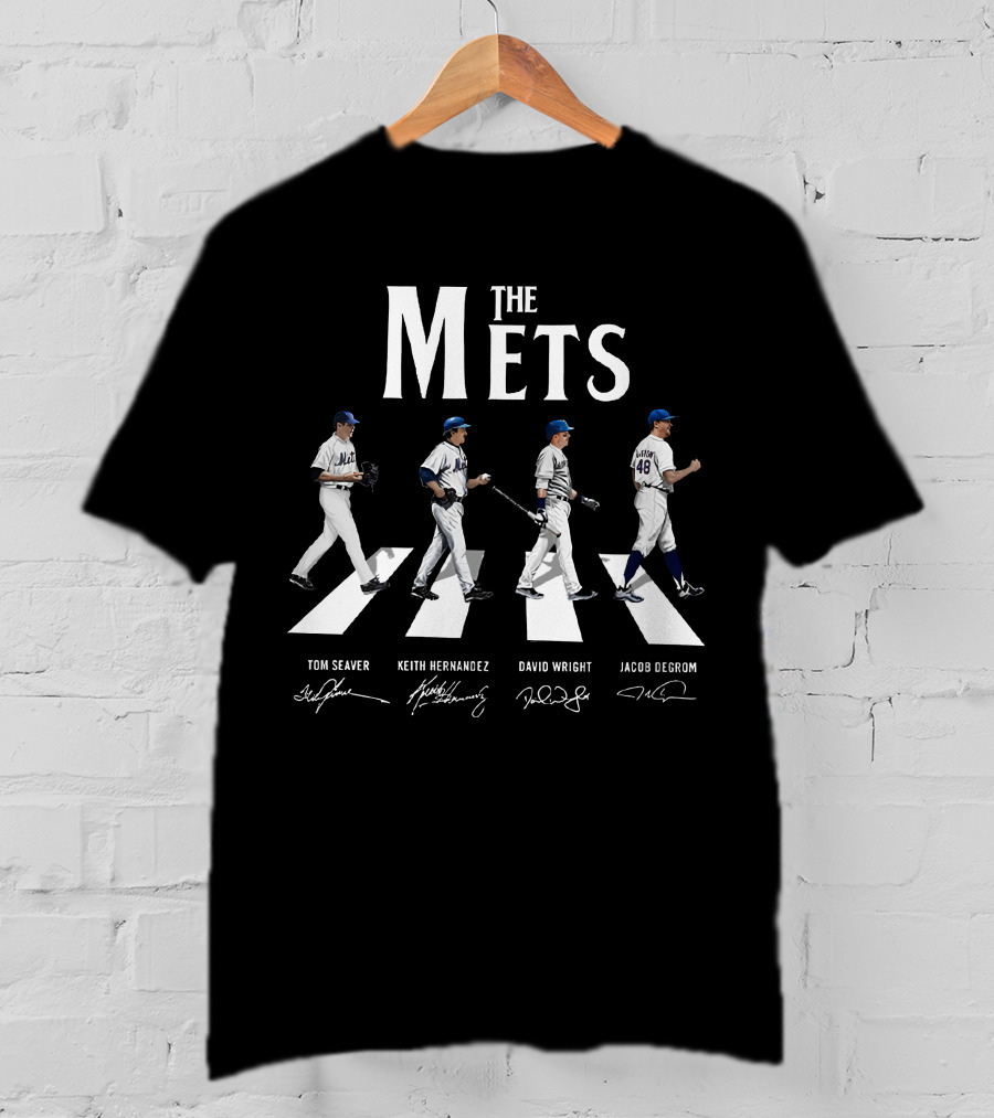 The Mets Abbey Road Tom Seaver Keith Hernandez David Wright Jacob DeGrom Signatures T-Shirt