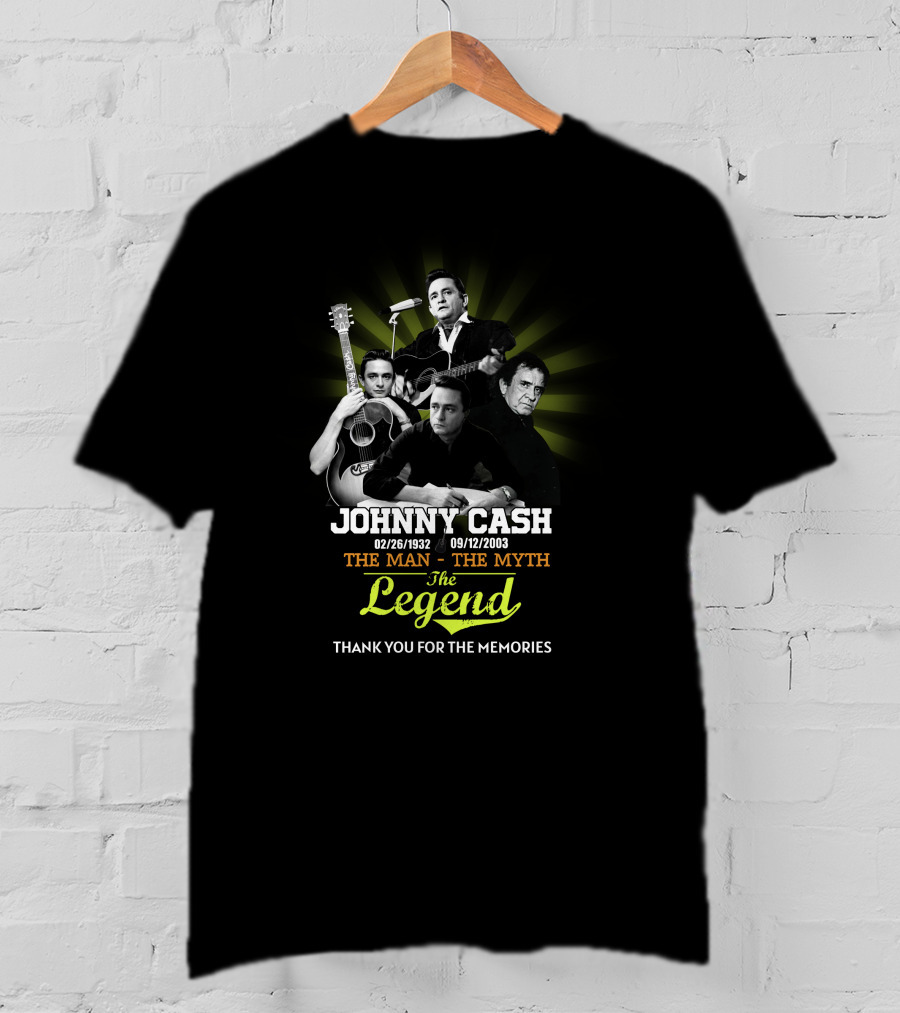 Johnny Cash 02/26/1932 09/12/2003 The Man The Myth The Legend Thank You For The Memories T-Shirt