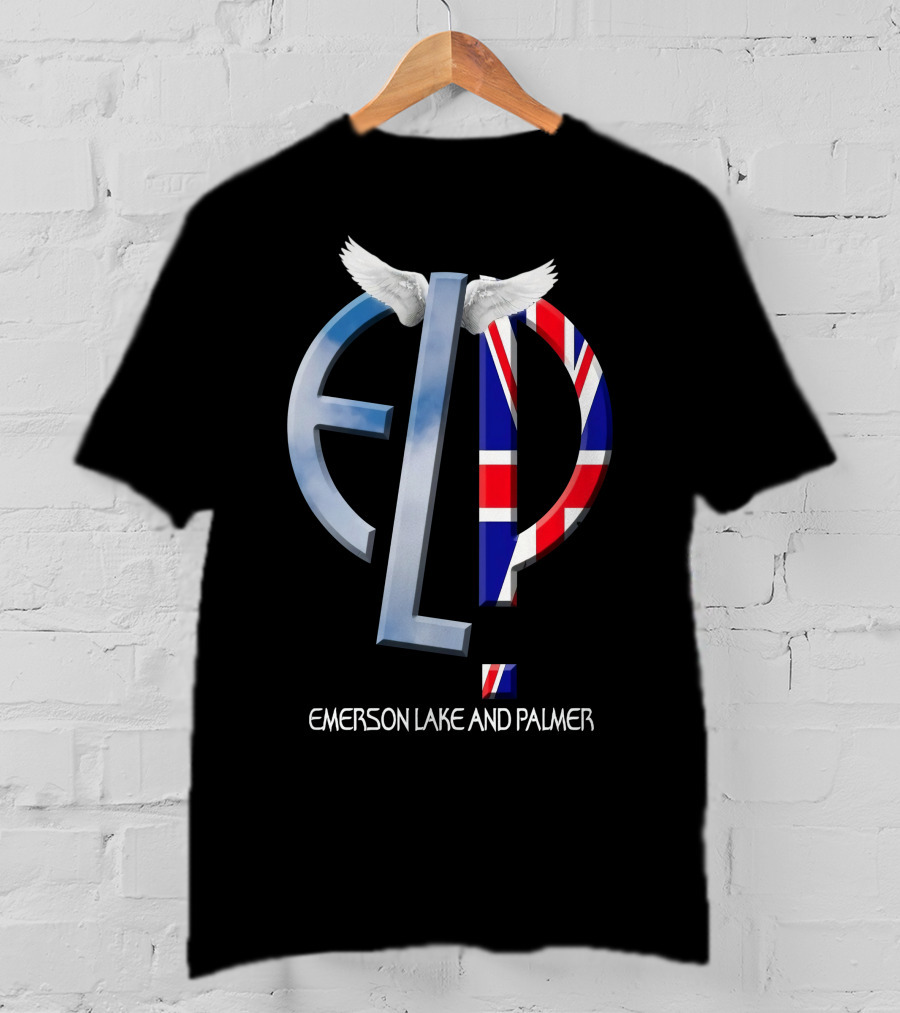 Emerson Lake And Palmer ELP Logo With Union Jack And Wings T-Shirt