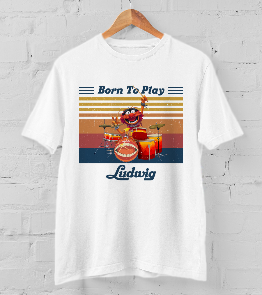 Born To Play Drums Ludwig Vintage Style Animal Muppets T-Shirt