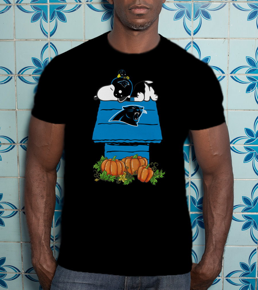 Snoopy Carolina Panthers Pumpkins Doghouse T-Shirt