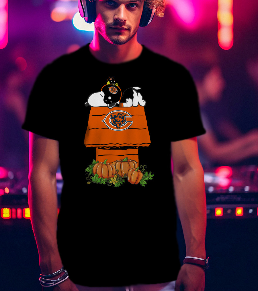 Chicago Bears Snoopy And Pumpkins House T-Shirt