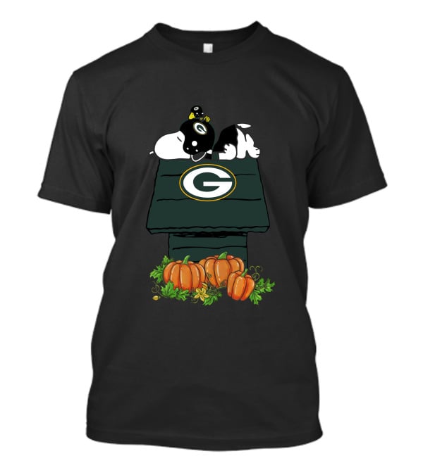 Green Bay Packers Snoopy Pumpkin Doghouse Halloween T-Shirt