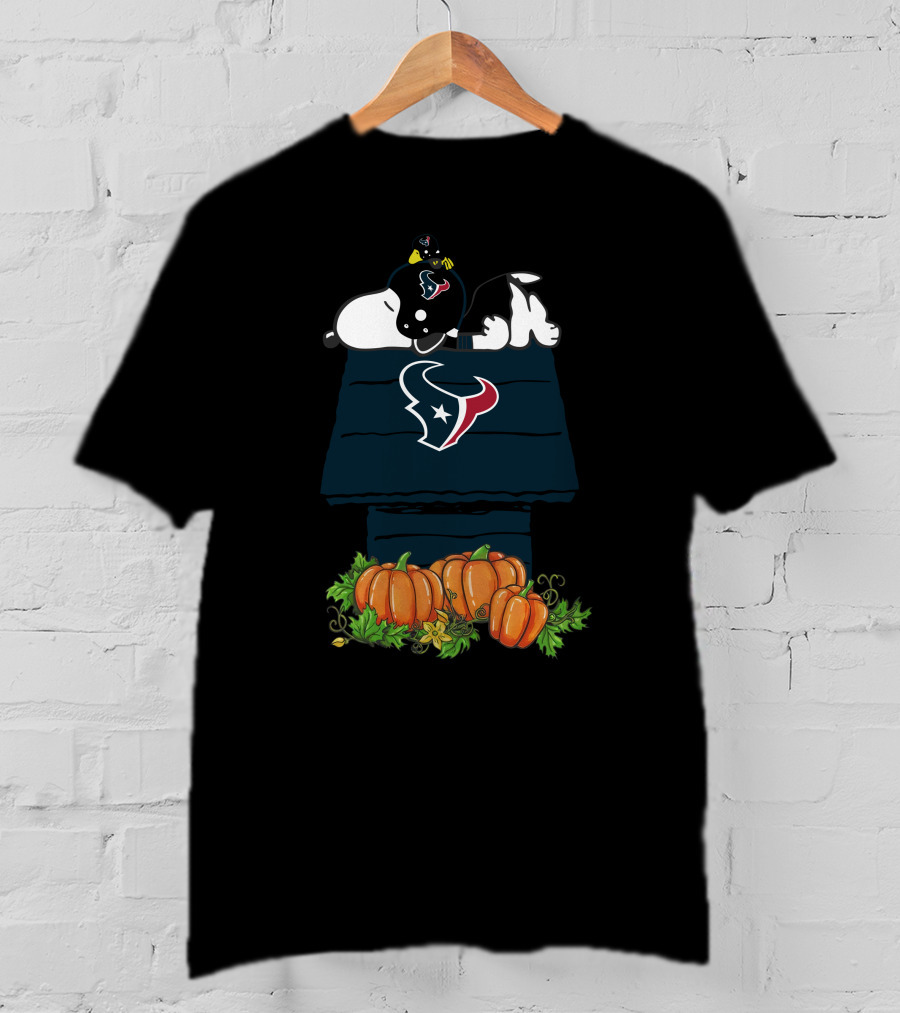 Houston Texans Snoopy Doghouse Pumpkins T-Shirt